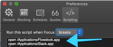 Focus configuration screenshot